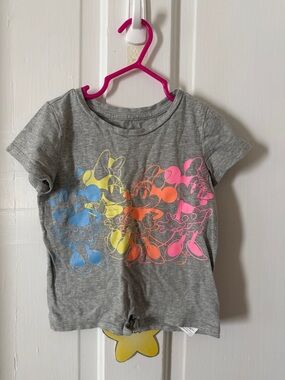 GAP Grey Short-Sleeve Tee with Blue, Yellow, Orange & Pink Minnie Graphic